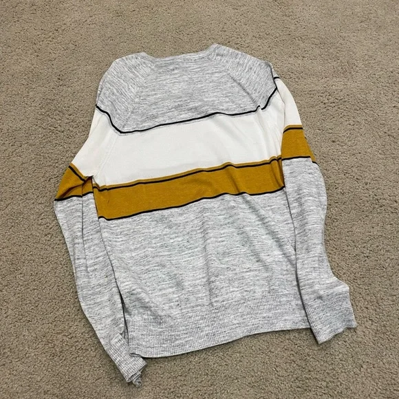 Banana Republic | Men’s Gray and Yellow Striped Sweater | size M | 100% cotton - Picture 4 of 5